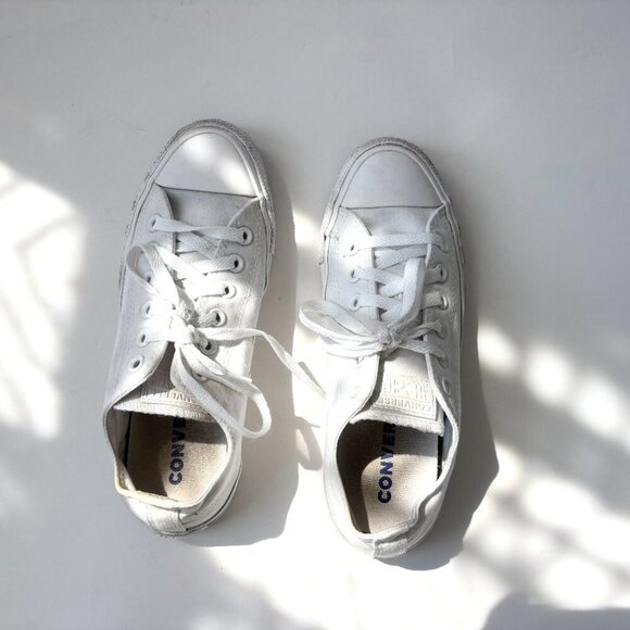 Pure White Converse Unisex Allstar Classic Sneakers - Sz 6.5 Womens sz 8.5 Mens - Picture 8 of 12